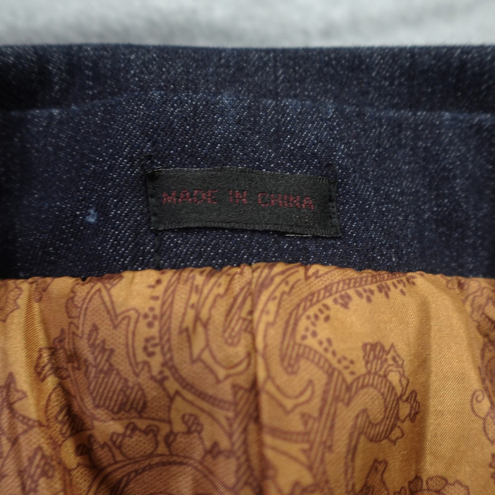 Bruno Rossetti Jacket Mens 48L Blue 70s‎ Paisley Lined Car Coat Denim Italy - Picture 8 of 15